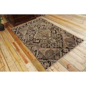 พรมตุรกีขนาด 4.1x6.4 ฟุต สีน้ำตาลดำ พรมขนสัตว์โมร็อกโกวินเทจ - Product Image 4