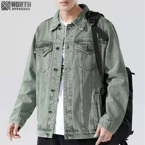 2025 personnalisé hommes Streetwear mode lourd 100% coton Double couture surdimensionné blanc Denim veste avant Logo respirant - Product Image 4