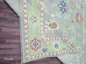 พรมตุรกีถักด้วยมือสีน้ำตาลสีเขียวดีไซน์สำหรับห้องนั่งเล่นขนาด5x7 6x9 - Product Image 3