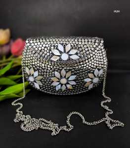 Bolsos de Mosaico Metálico Impermeables Hechos a Medida con Patrón de Piedras, Cierre de Botón de Cadena para Fiestas, Bodas y Eventos de Moda - Product Image 4