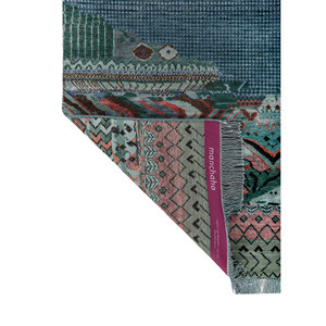 Tapis Manchaha bleu noué à la main en laine et soie de bambou, épaisseur 10 mm, motif géométrique abstrait pour la maison, couloir, modèle rectangulaire - Les-2871 - Product Image 5