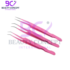 Hot Sale Pink Customized Stainless Steel Eyelashes Extension Tweezers Best Supplier with Pointed Tip - Product Image 4