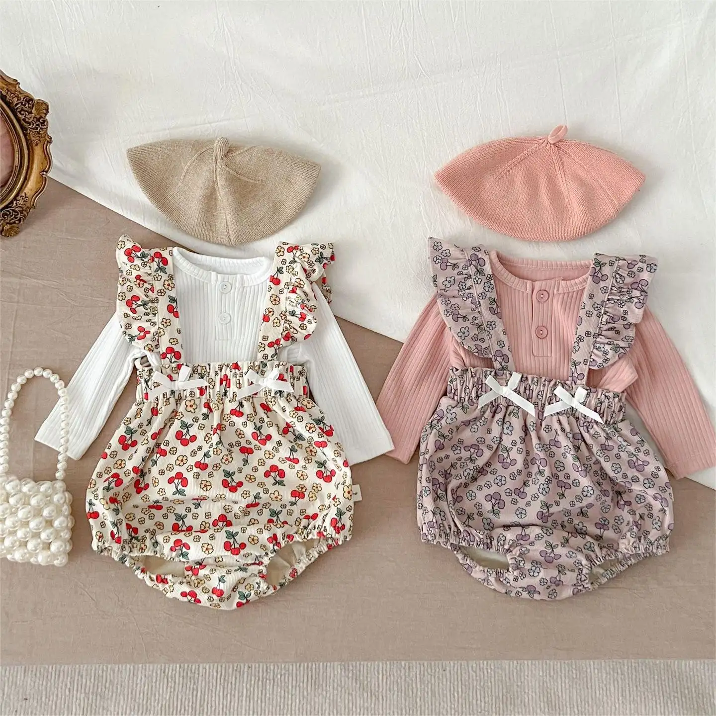 2023 toptan bebek kız Romper elbise Set pamuk organik tulum bebek kız kısa kollu yenidoğan bebek giysileri