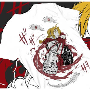 T-shirt de fitness Fullmetal Alchemist avec motif Edward Elric, jersey épais 250 g/m², compressé, en coton - Product Image 3