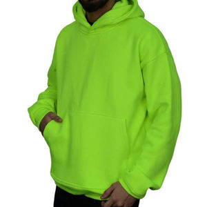 Vêtements de rue en coton lourd de haute qualité vêtements vert fluo sweat-shirt en polaire sweat-shirt à capuche pour hommes avec logo vert fluo personnalisé - Product Image 2