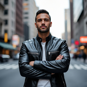 Motorcycle Genuine <b>Leather</b> Jackets Cow Sheep <b>Leather</b> Coat <b>Men</b> Multi Panel Print <b>Leather</b> Jacket <b>Mens</b> - Product Image 3