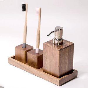 Ensemble d'accessoires de salle de bain en bois écologique deux pièces de qualité supérieure étanche et facile à nettoyer pour les appartements modernes - Product Image 3