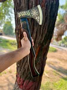 Hache Viking à barbe faite à la main par Thewizcrafts, tête en acier à haute teneur en carbone, manche en bois de frêne, étui en cuir, camping en plein air - Product Image 5