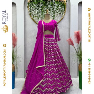 Nuevo diseñador Faux Georgette con hilo y secuencia Work Lehenga Choli Collection - Product Image 3