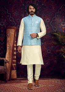 Markenkleidung Junge Herren ethnische Kleidung Kurta-Pajama Nehru-Jacken-Set Herstellerpreis Export nach Indien - Product Image 5