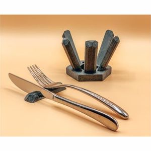 Repose-couverts hexagonal moderne en marbre, support de luxe pour couteaux et fourchettes, organisateur de vaisselle décoratif pour restaurants et hôtels - Product Image 1