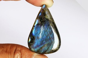 Pierre de Labradorite bleue forme de poire 36x23x7 MM Cabochon coupe pierre précieuse en vrac fabrication de bijoux pierre naturelle certifiée - Product Image 4