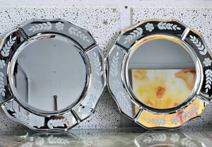 <b>Decorative</b> Venetian <b>mirror</b> with beveled edges and frosted floral and leaf engravings. <b>Decorative</b> <b>wall</b> <b>mirror</b> - Product Image 1