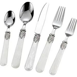 Ensemble de couverts en acier inoxydable élégant avec poignée en nacre Ensemble de couverts modernes Vaisselle à manger pour la maison et l'hôtel - Product Image 3