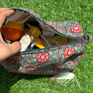 Neceser de tocador con estampado de bloque de mano Premium para mujer, neceser de viaje para cosméticos, neceser indio hecho a mano y kit de maquillaje de lujo - Product Image 3