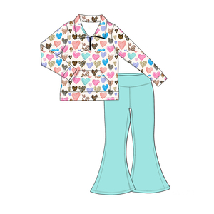 Pre-ordenar Conjunto <span class=keywords><strong>de</strong></span> Ropa para Bebés Niñas: Sudadera con Cremallera <span class=keywords><strong>de</strong></span> Manga Larga y Pantalones Acampanados <span class=keywords><strong>de</strong></span> Color Liso, Estilo Yoga, para Primavera y San Valentín - Product Image 4