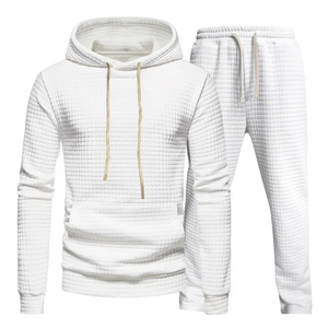 Conjunto de chándal de Jersey de lana de algodón de gran tamaño 450GSM Conjunto de pantalones de Jogger y Sudadera con capucha de color sólido unisex - Product Image 2