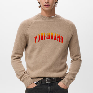 OEM/ODM Hip Hop estilo Casual Wear O-cuello Jersey de punto Suéter personalizado Embriordery Logo Heavyweight Hombres Suéteres - Product Image 1