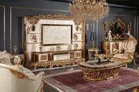 Ensemble de canapés royaux de luxe en bois d'acajou, style Mid-Century Modern, avec revêtement en tissu, sculpté à la main, écologique et durable, pour appartement et hôtel