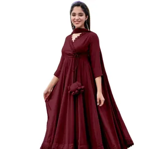 Presenting New Anarkali Faux Georgette Gown With Fully Flair and Full Stitched With Dupatta And Bottom Ready To Wear Collection