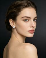 Prix de gros Boucles d'oreilles romantiques en argent S925 avec zircon taillé H&A et griffes serties, bijoux de luxe légers pour femmes