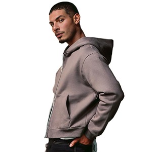 Marrón oscuro Full Zip up Hoodies Unisex Calidad de lujo 100 Algodón Fleece Heavyweight Térmico Cómodo Elegante Hombres Zip Hoodies - Product Image 2