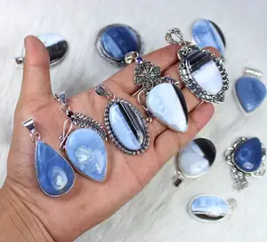Gorgeous Quality Blue Opal Gemstone Pendant Designer Pendant Jewellery Handcraft Silver Plated Pendant Girls Jewelry