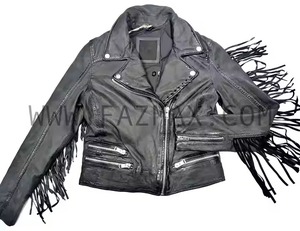 Chaqueta de Motociclista BRR EXIM Clásica de Cuero Negro, Impermeable y Resistente al Viento, con Cierre de Botones de Cuerno, Personalizable para Mujer - Product Image 3