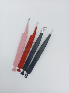 Pince à cils en acier inoxydable japonais de couleur personnalisée avec poignée en diamant et pointe pointue pour l'extension des cils - Product Image 2