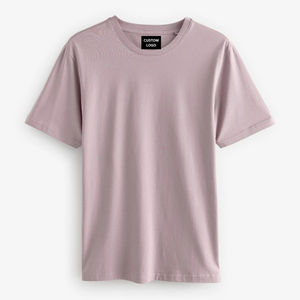 Camiseta de manga corta con cuello redondo para hombre, corte regular, color azul claro, OEM ODM, algodón mercerizado, camiseta de primera calidad - Product Image 4