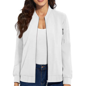 Prix de gros personnalisé à la mode blouson bombardier uni pour femmes blouson bombardier coupe-vent confortable et de haute qualité - Product Image 1