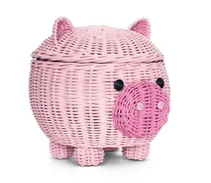 新款流行手工制作礼品柳条带盖小猪，制造商提供的最便宜价格