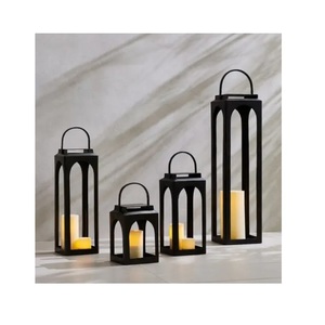 Gold Plated Metal Cylindrical Fancy Candle <b>Lantern</b> <b>Set</b> Three Iron Home Decorative Modern Art Unique Wedding Christmas Customized - Product Image 2