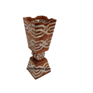 Elegant Deep Natural Wood Finish Wooden Backdoor Burner Mother Pearl Inlay <b>Box</b> Holder Polished Lining Pattern <b>for</b> <b>Present</b> - Product Image 5