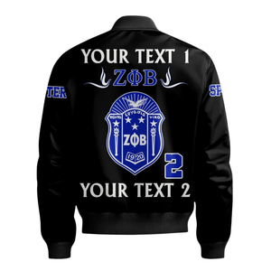 Chaqueta de Satén para Mujer Zeta Phi Beta 1920, Azul y Blanca, Ropa Griega de Hermandad, Bordado con el Escudo ZPB, Estilo Universitario Premium - Product Image 2