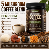 Mélange de café aux 5 champignons OEM Lion's Mane Reishi Chaga Cordyceps en poudre