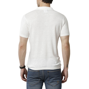 Polo en tissu de lin avec logo personnalisé, douceur du coton, matière en lin respirante, coupe régulière, t-shirt tricoté uni - Product Image 4