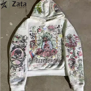 DTG เสื้อฮู้ดผ้าคอตตอนหนาของผู้ชายเสื้อมีฮู้ดแบบสวมหัวมีฮู้ดโฟม3D ออกแบบได้เองสำหรับโลโก้กราฟิกเป็นมิตรกับสิ่งแวดล้อม - Product Image 2