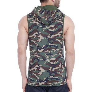 New Design Summer <b>Sleeveless</b> <b>Hoodies</b> for <b>Men</b> Custom Printing Street Wear for Outdoor Gym Activities 100% Cotton Hooded Collar - Product Image 4
