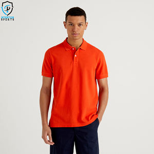 เสื้อยืดโปโลสำหรับผู้ชายพิมพ์โลโก้แบบกำหนดเองลายทึบกันยับทำจากผ้าฝ้ายโพลีเอสเตอร์ - Product Image 3