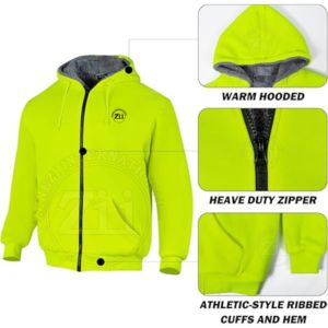 Sudadera CON CAPUCHA DE TRABAJO reflectante ligera y duradera Bolsillos con cremallera en el pecho de poliéster Sherpa Fleece para la construcción Muy Warfull - Product Image 4