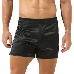 Ropa interior sexy para hombre Color sólido Pantalones cortos casuales Satén de seda Transpirable Homewear Trunks Hombre Suave Cómodo Loose Lounge - Product Image 6