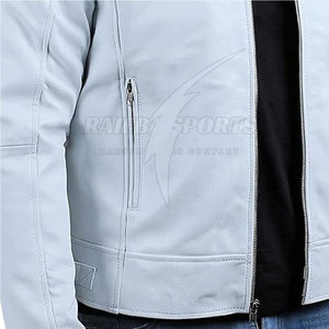 Chaqueta de Cuero para Hombre 100% Piel de Vaca con Cuello Alto y Logotipo Frontal, Color y Diseño Personalizados, Alta Calidad - Product Image 4