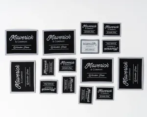 Étiquettes tissées en satin de vêtements en polyester haute densité Étiquettes de taille de pli d'extrémité pour vêtements pour vêtements - Product Image 1