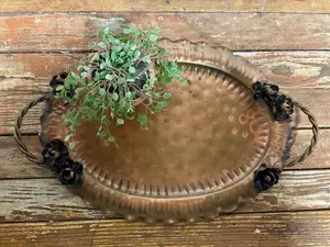 Bandeja de cobre hecha a mano, elegante bandeja decorativa para servir para el hogar y la cocina, bandeja de cobre puro de lujo a un precio asequible - Product Image 3