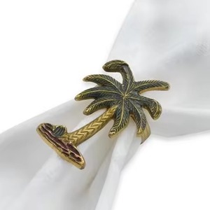 Anillos de Servilleta con Forma de Árbol de Dátiles de Metal con Acabado Dorado para Bodas y Restaurantes, Uso Doméstico para Decoración de Mesa - Product Image 1