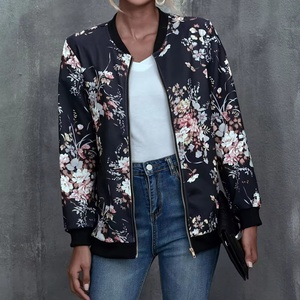 Veste bombardier à sublimation au prix de gros vêtements décontractés à glissière pour femmes veste d'hiver pour femmes brodée à imprimé floral - Product Image 5