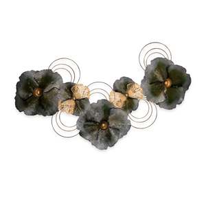 Arte Mural Metálico con Diseño Floral Fusionado, Decoración Interior Abstracta de Lujo con Marco para Sala de Estar, Decoración de Pared para el Hogar - Product Image 2