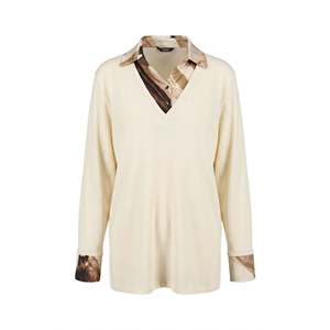 เสื้อคอปกแต่งลาย ขนาดใหญ่ สีขาว - Product Image 2