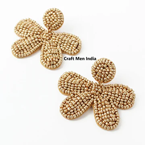 Handmade Colorful Beaded Bohemia Christian Style Imitation <b>Pearl</b> Oval Cut Flower Stud <b>Earrings</b> for Women Perfect Gift - Product Image 3